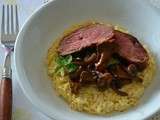 Risotto crémeux, girolles et magret poêlé