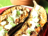 Aubergines rôties à l'indienne chutney coriandre-yaourt