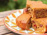 Blondies aux canneberges, safran et amandes