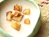 Soupe froide de banane, croûtons à la cannelle