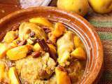 Tajine de poulet aux coings et aux amandes