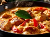 Curry de volaille mijoté : recette combava lait de coco