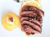 Magret de canard au miel citronné avec sa polenta au combava gingembre