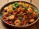 Nouilles chinoises aux crevettes sautées minute