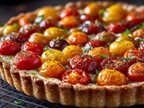 Tarte tomates cerises croustillante à la moutarde