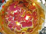 Quiche au thon, tomates anciennes