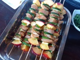 Brochettes de poulet mariné et nectarines