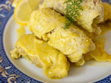 Feuilles de chou farcies, sauce citron