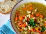 Minestrone aux haricots blancs et pesto de persil