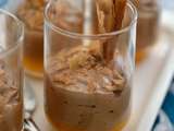 Verrine crème d'abricot-mousse pralinée