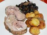 Carré d’agneau désossé aux herbes, pommes de terre et champignons