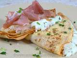 Crêpes au robiola, thym et jambon de parme