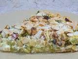 Tarte brocolis, lardons, amandes et Fourme d’Ambert