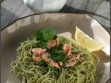 Capellini au pesto de cresson et saumon