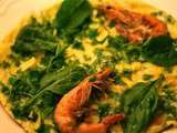 Omelette fine aux herbes et gambas