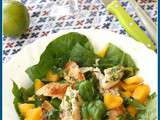 Salade poulet,mangue, épinards