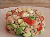 Salade d'avocats, thon, tomates et mozza