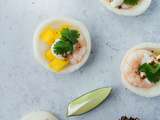 Canapés de crevettes, mangue et yaourt