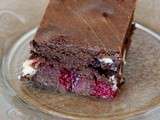 Brownie chocolat blanc et framboises