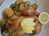 Poulet fermier aux courgettes, pommes et citron