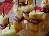 Brochette comté-canard-pomme