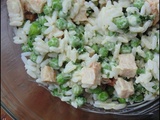 Salade de riz aux pois, poulet et curry (froid)