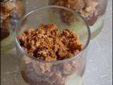 Verrine poire-Nutella crumble noisettes