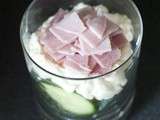 Verrine jambon, fromage, concombre