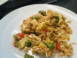 One pot pasta poulet legumes feta basilic