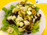 Salade de betterave, feta, noix,