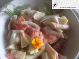 Salade de pâtes, fenouil, saumon fumé