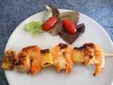 Brochettes de gambas et d'ananas