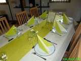 Table ivoire et vert anis