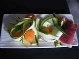 Tagliatelles de courgettes crues aux billes de melon