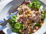 Salade de mâche, jambon et pois chiche