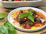 Salade tiède d’aubergines thaï et sauce vierge de tomates