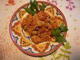 Tajine de faux poulet aux carottes, aux olives et aux pois chiches