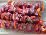 Brochettes de bœuf, marinade et poivron