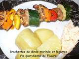 Brochettes de dinde marinée et légumes