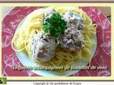 Linguines accompagnées de boulettes de veau