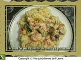 Risotto, mélange de fruits de mer et poireaux