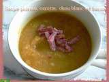 Soupe moulinée poireau, carotte, chou et bacon