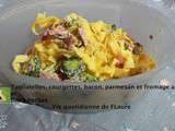 Tagliatelles, Courgettes, Bacon, Parmesan Et Fromage Ail Et Fines Herbes