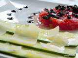 Carpaccio de courgettes, tomates et olives de Nyons