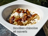 Navets, soja, crème et nouilles chinoises