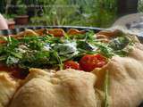 Tarte (pâte à l’huile d’olive) aux  tomates cerises confites au miel … , comme un goût d’Italie