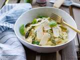 Penne aux asperges vertes et crème au parmesan