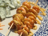 Brochettes de crevettes marinées