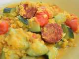 Dahl de lentilles corail, chorizo et courgette