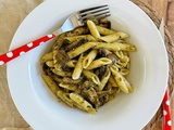 Penne au pesto et champignons